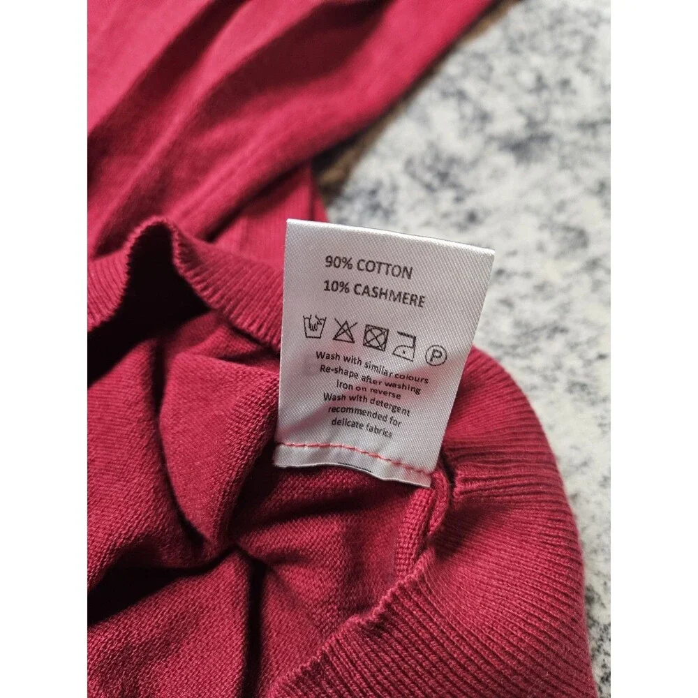 Barbour V-Neck Sweater Men Large Red  Lightweight Cotton Cashmere Pullover